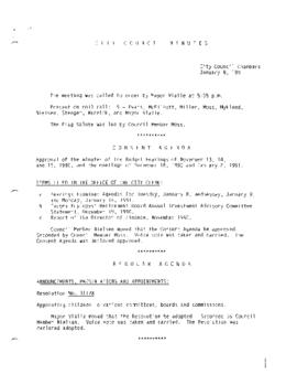 City Council Meeting Minutes, January 8, 1991