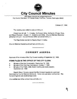 City Council Meeting Minutes, October 27, 1998