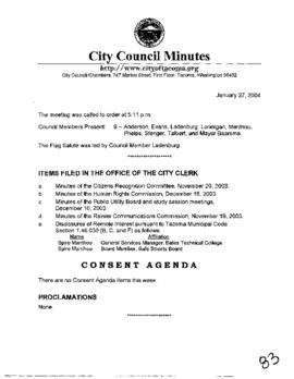 City Council Meeting Minutes, January 27, 2004