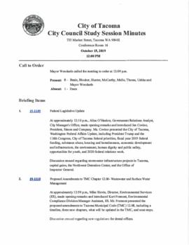 City Council Study Session Minutes, October 15, 2019