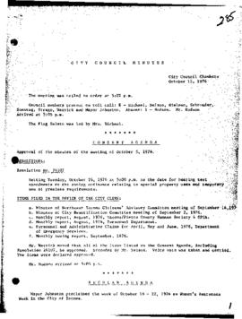 City Council Meeting Minutes, October 12, 1976
