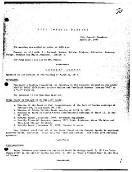 City Council Meeting Minutes, March 29, 1977