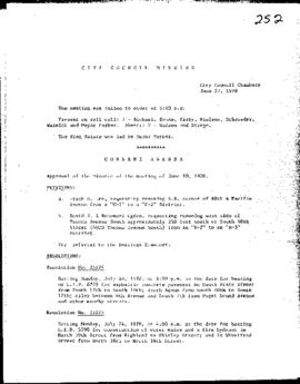 City Council Meeting Minutes, June 27, 1978