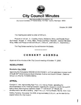 City Council Meeting Minutes, October 24, 2000
