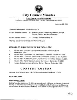 City Council Meeting Minutes, November 29, 2005