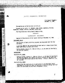 City Council Meeting Minutes, December 17, 1985