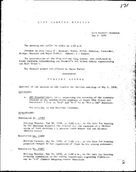 City Council Meeting Minutes, May 9, 1978
