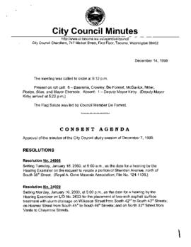 City Council Meeting Minutes, December 14, 1999