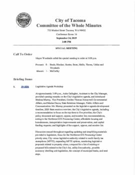 Committee of the Whole Minutes, September 24, 2019