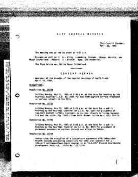 City Council Meeting Minutes, April 23, 1985