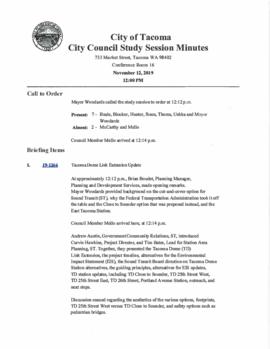 City Council Study Session Minutes, November 12, 2019