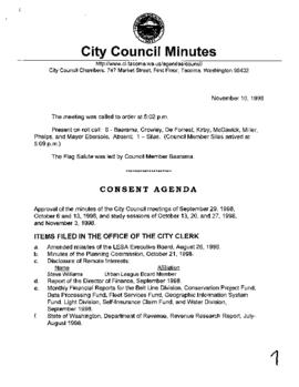 City Council Meeting Minutes, November 10, 1998