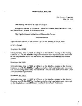 City Council Meeting Minutes, May 23, 1995