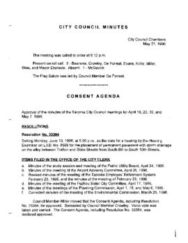 City Council Meeting Minutes, May 21, 1996