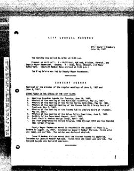 City Council Meeting Minutes, June 16, 1987