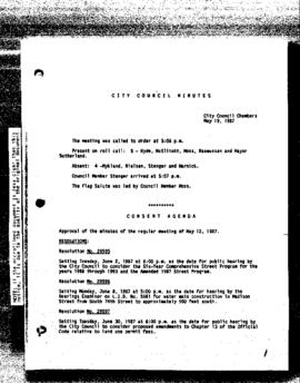 City Council Meeting Minutes, May 19, 1987