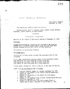 City Council Meeting Minutes, September 18, 1979