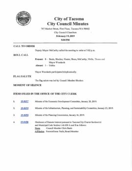 City Council Meeting Minutes, February 19, 2019