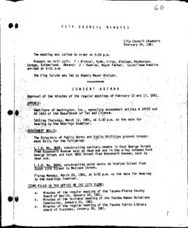 City Council Meeting Minutes, February 24, 1981