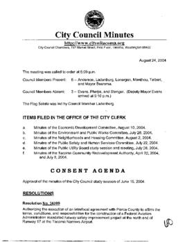 City Council Meeting Minutes, August 24, 2004