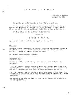 City Council Meeting Minutes, November 13, 1990