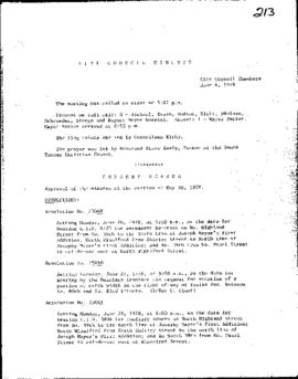 City Council Meeting Minutes, June 6, 1978