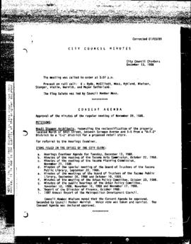City Council Meeting Minutes, December 13, 1988