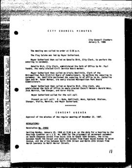 City Council Meeting Minutes, January 5, 1988