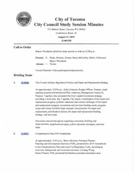 City Council Study Session Minutes, August 27, 2019