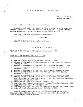 City Council Meeting Minutes, January 23, 1990