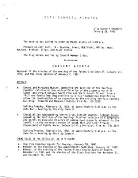 City Council Meeting Minutes, January 28, 1992