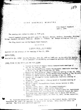 City Council Meeting Minutes, June 1, 1976