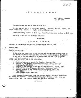 City Council Meeting Minutes, June 30, 1982