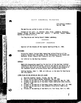 City Council Meeting Minutes, May 28, 1985