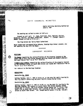City Council Meeting Minutes, June 9, 1987