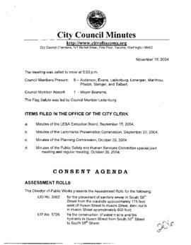 City Council Meeting Minutes, November 16, 2004