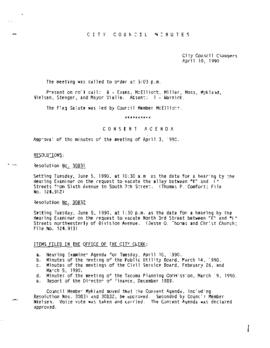 City Council Meeting Minutes, April 10, 1990