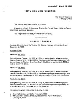City Council Meeting Minutes, February 6, 1996