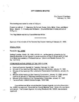 City Council Meeting Minutes, February 14, 1995