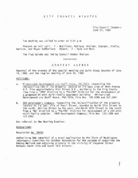 City Council Meeting Minutes, June 27, 1989