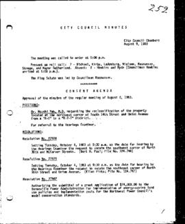 City Council Meeting Minutes, August 9, 1983