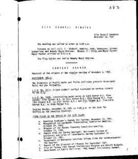 City Council Meeting Minutes, November 10, 1981