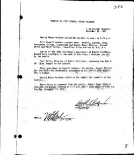 City Council Meeting Minutes, November 16, 1981