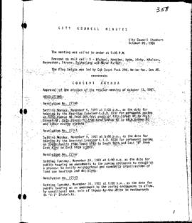 City Council Meeting Minutes, October 20, 1981