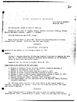 City Council Meeting Minutes, March 22, 1977