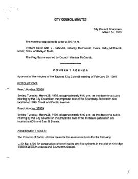 City Council Meeting Minutes, March 14, 1995