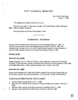 City Council Meeting Minutes, June 11, 1996