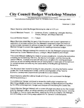 City Council Meeting Minutes, December 1, 2004