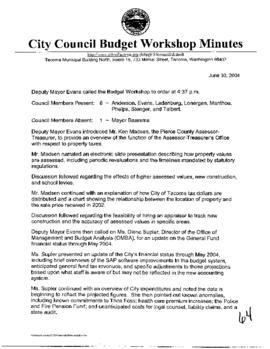 City Council Meeting Minutes, June 30, 2004