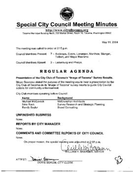 City Council Meeting Minutes, Special, May 11, 2004